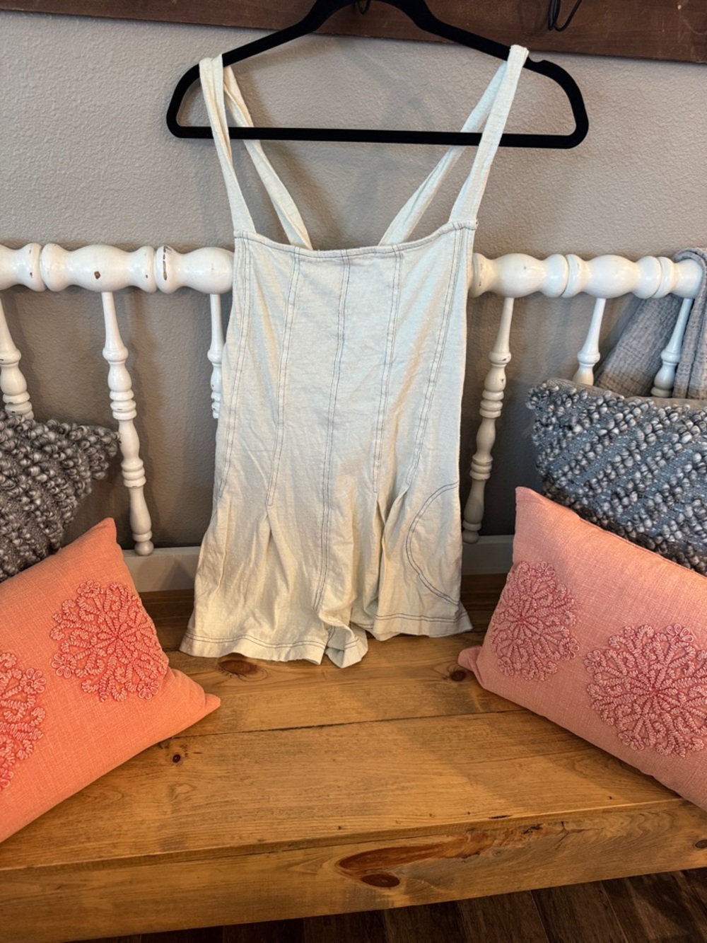 Free-est Cream Lightweight Linen-Blend Romper